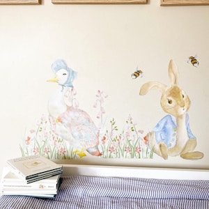 Jemima Puddleduck & Her Ducklings - Peter Rabbit - Beatrix Potter - Removable Fabric Wall Sticker Set
