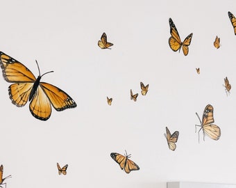 22 Monarch Butterflies - Hand-painted Removable Fabric Wall Sticker