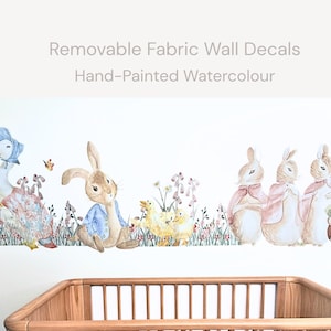 Jemima Puddleduck, Peter Rabbit, Bunnies – Large Watercolour Removable Fabric Nursery Wall Stickers – 65cm Tall