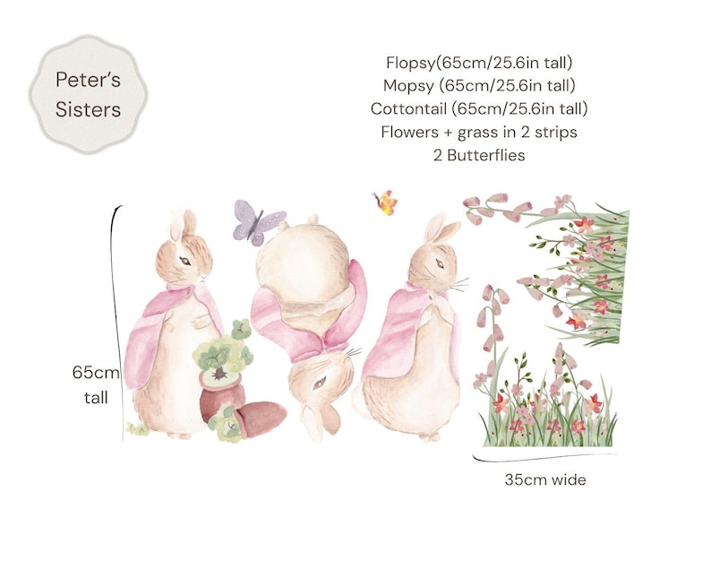 Jemima Puddleduck, Peter Rabbit, Bunnies – Large Watercolour Removable ...
