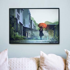 Alone In The Abandoned Town Poster, Haus- und Schlafzimmerdekor für Dekorliebhaber, Wanddekorplakat