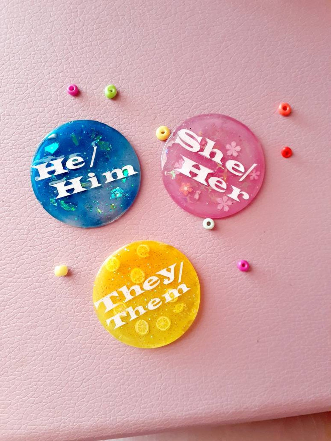 Pronoun Pins Resin Pins Pronoun Patch Badge Etsy