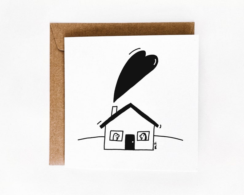 Home 3 recycled paper love or house-warming card image 1