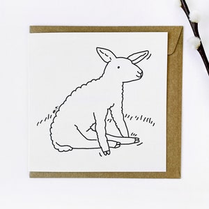 Little lamb. Recycled paper minimalistic easter card. image 1