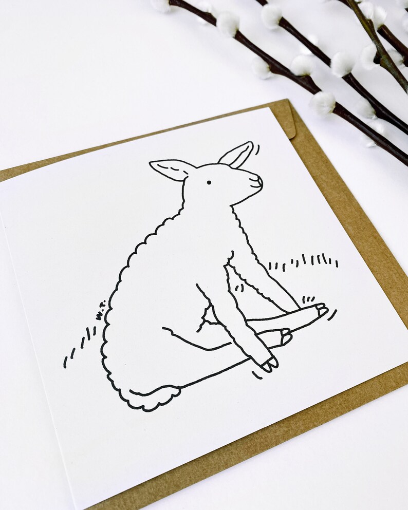 Little lamb. Recycled paper minimalistic easter card. image 2