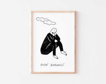 Dzień nieradości. Impresión de arte minimalista. Papel ecológico 100% reciclado.