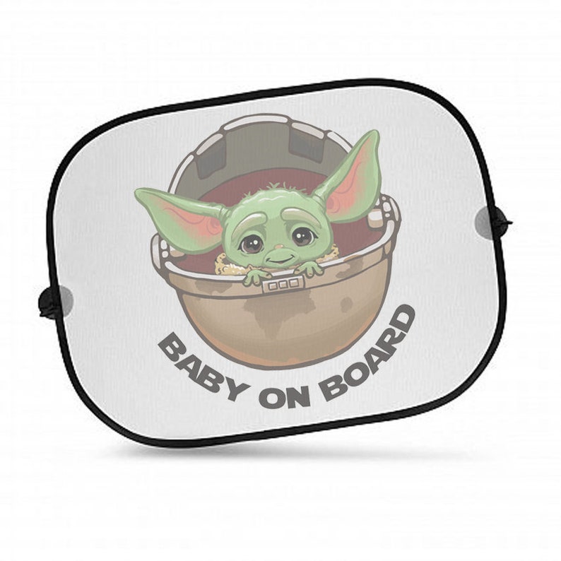 Baby Yoda on Board Car window sun shades set of 2 original Etsy