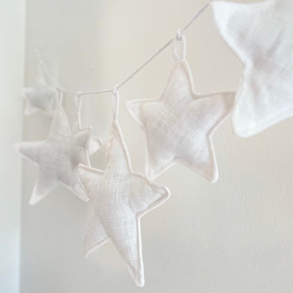 Star garland linen pure white