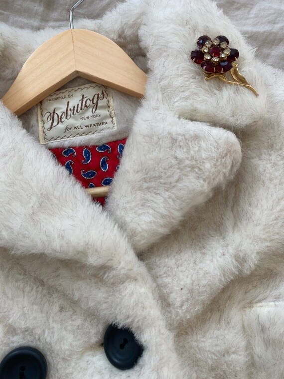 VTG NOS Debutogs Ivory Faux Fur Short Winter Coat… - image 4
