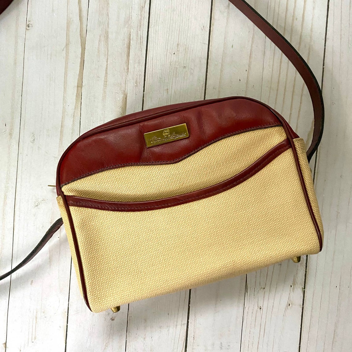 Vintage Etienne Aigner Canvas & Leather Purse Etsy