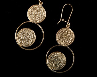 Sterling Silver 925 earrings with Phaistos disc, in a modern composition inspired by the ancient Greek Minoan symbol of Phaistos disk