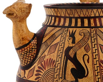 Ancient Greek Cauldron vase with griffin heads in relief, from 700 B.C. Unique artwork, one-of-a-kind, museum quality