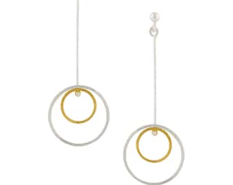 Harmony Circle Earrings, Silver 925, gold plated inner circle