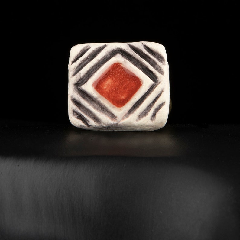 Ceramic adjustable ring in a contemporary design, inspired by the ancient Minoan Civilization image 1
