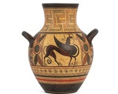Ancient Minoan Amphora decorated with Griffins and meanders