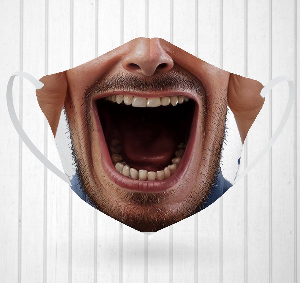 Open Mouth Grimace Mask Ugly Face Mask Face Cover Filter Etsy