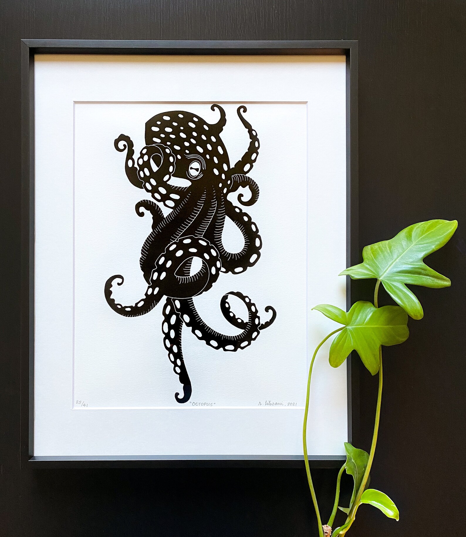 Octopus Linocut Octopus Art Ocean Inspired Art Original Etsy