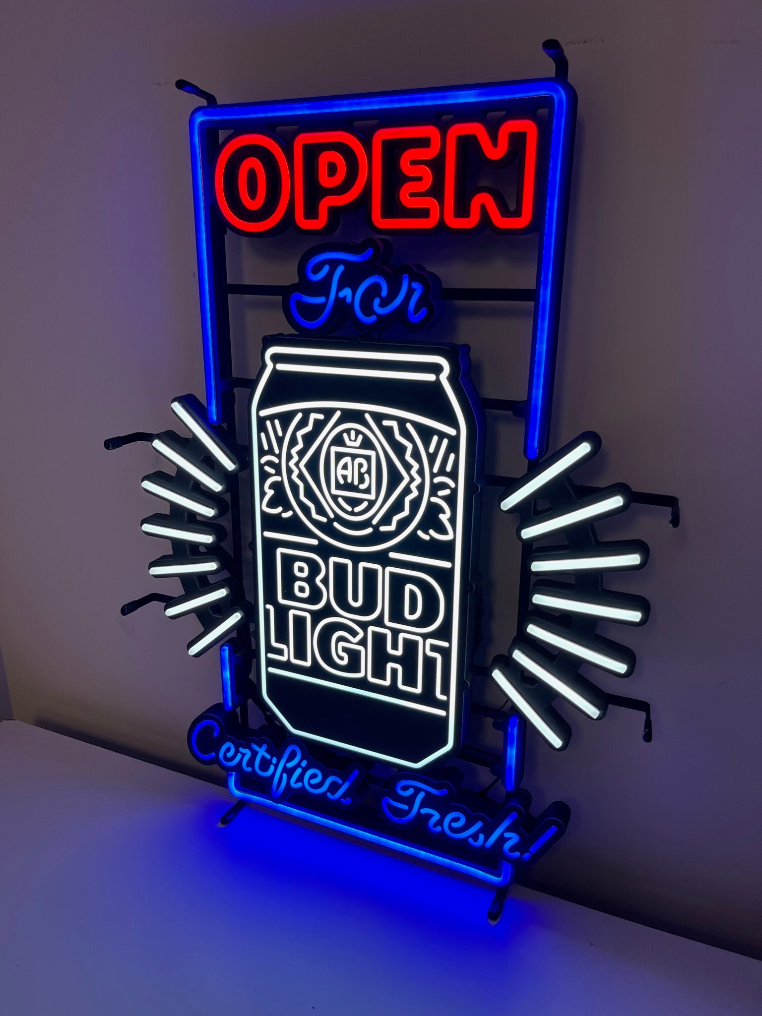 Bud light open neon sign deals