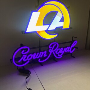 LA Rams Football Crown Royal Liquor Optical Neon LED Sign, Man Cave ...