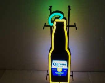 Corona Extra Bottle Optical Neon LED Display, Man Cave, Tiki Bar, Bar Sign, Wall Decor