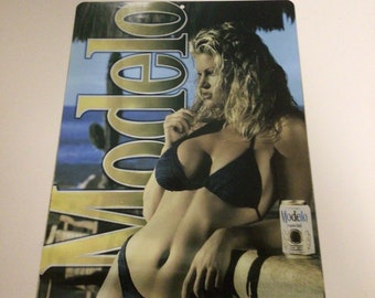 Modelo beer beach bikini model metal tin sign