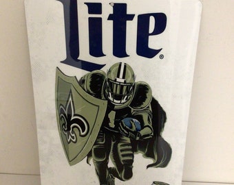 Miller, lite, New Orleans saints, NFL metal beer sign