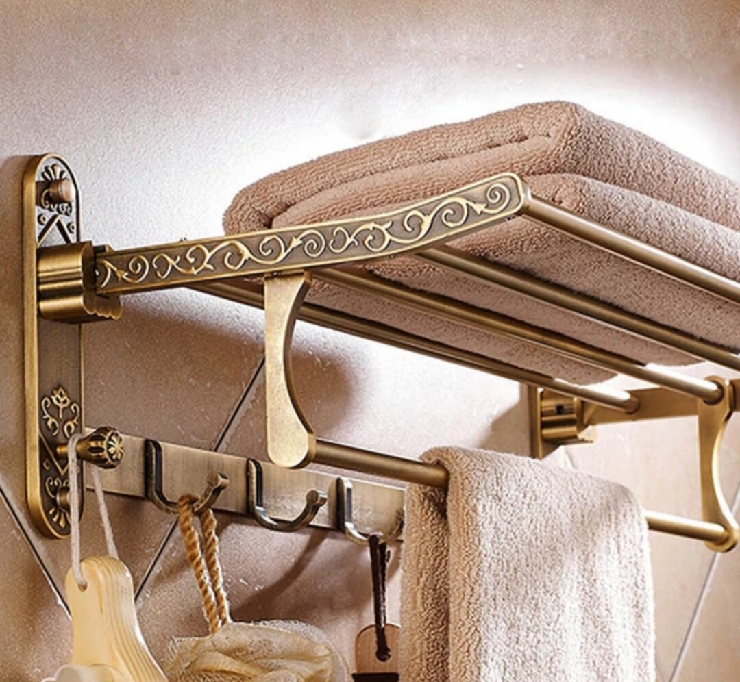 Luxury Vintage Antique Bath Towel Rack Foldable Towel Shelf - Etsy
