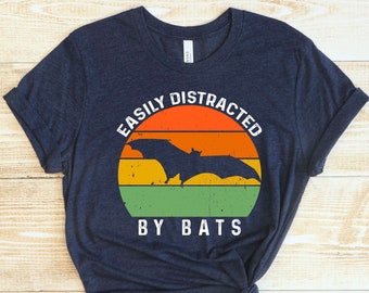 Easily Distracted by Bats T-Shirt • Retro Unisex Tee