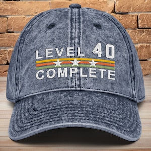 40 Years Wedding Anniversary Retro Vintage Embroidered hat for Husband and Wife • Level 40 Complete Hat • 40th Anniversary Gifts for
