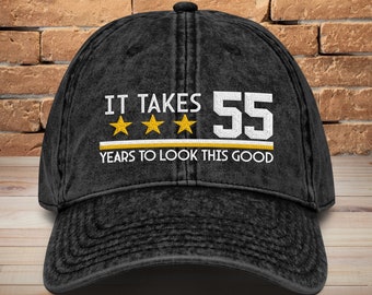 55th Birthday Embroidered Dad Hat: Vintage Cotton Twill Cap