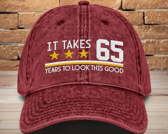 65th Birthday Embroidered Dad Hat: Vintage Cotton Twill Cap