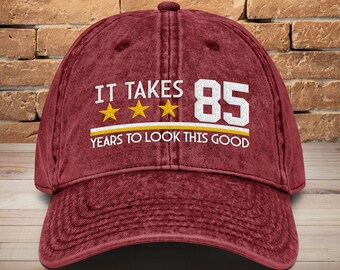 85th Birthday Embroidered Dad Hat: Vintage Cotton Twill Cap