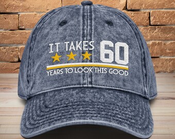 60th Birthday Embroidered Dad Hat: Vintage Cotton Twill Cap