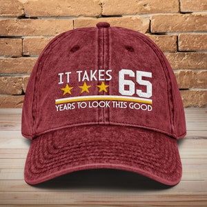 65th Birthday Embroidered Dad Hat: Vintage Cotton Twill Cap