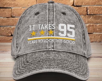 95th Birthday Embroidered Dad Hat: Vintage Cotton Twill Cap