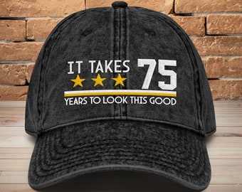 75th Birthday Dad Hat: Embroidered Vintage Cotton Twill Cap