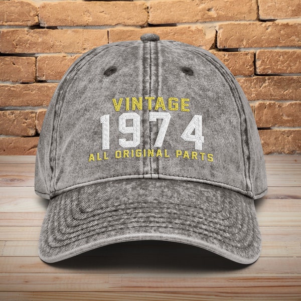 50th Birthday Vintage Style Embroidered Hat • Vintage All Original Parts • Funny 50th Birthday Gift • Custom Birthday Cap