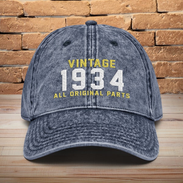 90th Birthday Vintage Style Embroidered Hat • Vintage All Original Parts • Funny 90th Birthday Gift