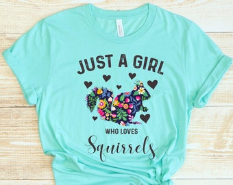 Floral Squirrel T-Shirt: Gift for Squirrel Lover