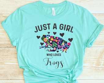 Floral Frog Lover T-Shirt: Just A Girl Who Loves Frogs