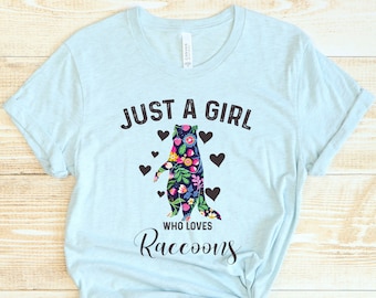 Floral Raccoon T-Shirt: Gift for Raccoon Lover