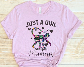 Floral Monkey Lover T-Shirt: Girl Who Loves Monkeys Gift