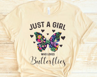 Floral Butterfly T-Shirt: Girl Who Loves Butterflies Gift