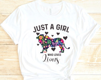 Floral Lion T-Shirt: Gift for Lion Lover