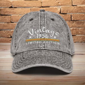 70th Birthday Gift • Embroidered Hat for Men and Women born in 1956 Light Grey