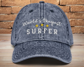 Funny Surfer Hat: Embroidered Vintage Cap