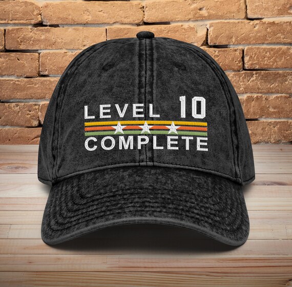 10th Anniversary Embroidered Hat: Retro Vintage Level 10 Complete
