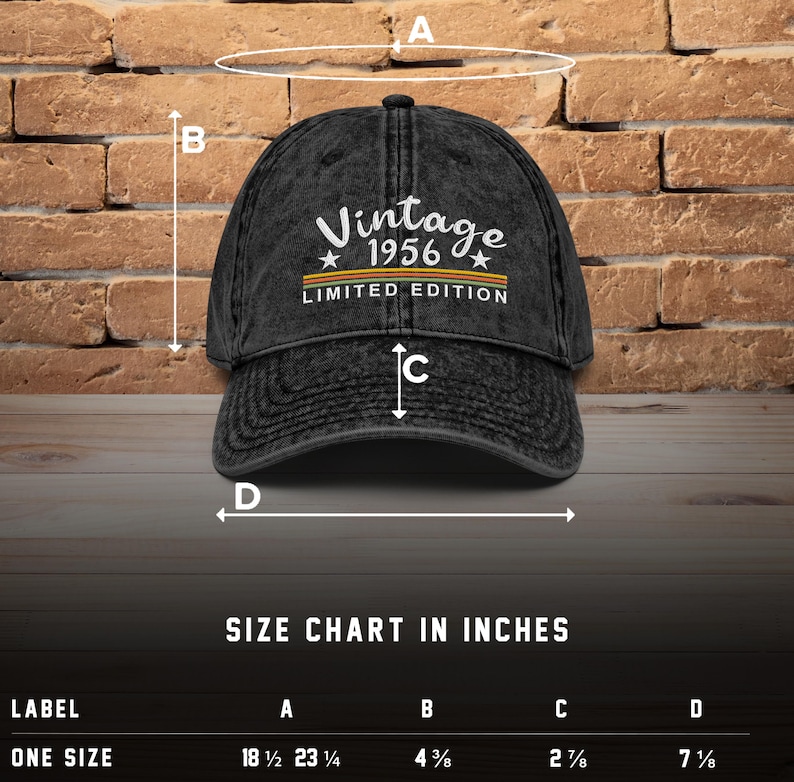 70th Birthday Gift • Embroidered Hat for Men and Women born in 1956 image 6