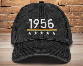 70th Birthday Vintage Embroidered Hat • Born in 1956 Birthday Present