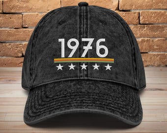 50th Birthday Vintage Embroidered Hat • Born in 1976 Birthday Present